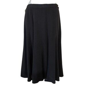 The J. Peterman Company Vintage A-Line Midi Black 100% Silk Skirt, Size 14
